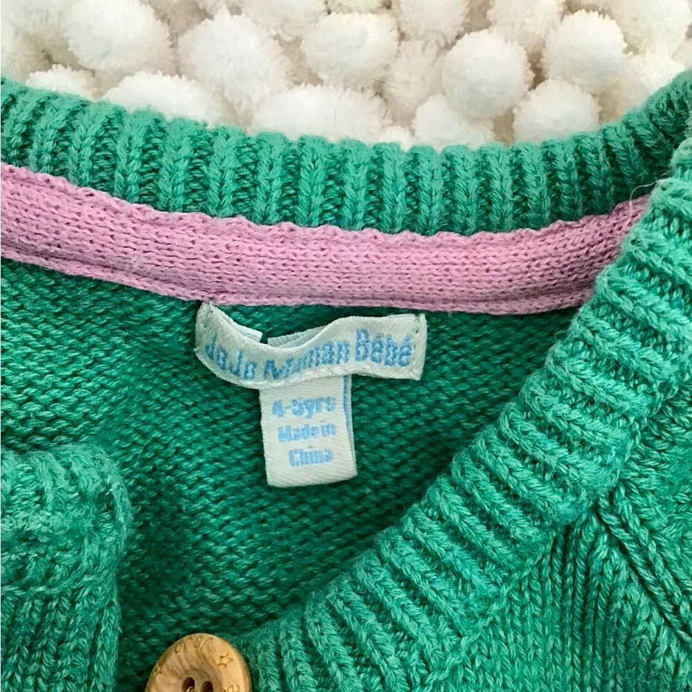 JoJo Maman Bebe Green and Pink Kids Sweater